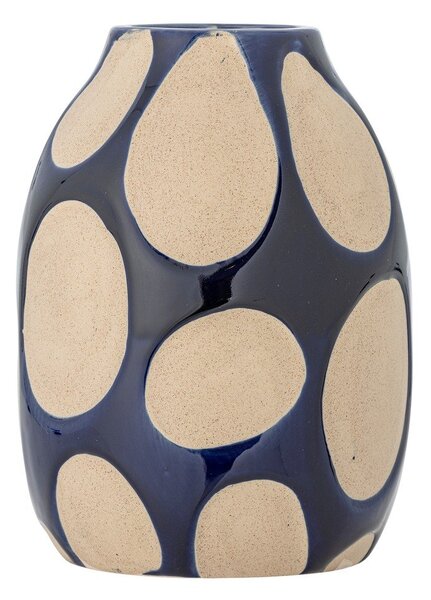 Vaso blu scuro/color crema in gres (altezza totale 20 cm) Bashir – Bloomingville