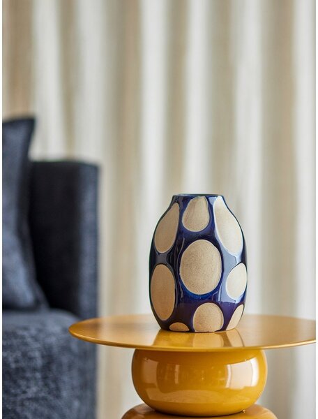 Vaso blu scuro/color crema in gres (altezza totale 20 cm) Bashir – Bloomingville