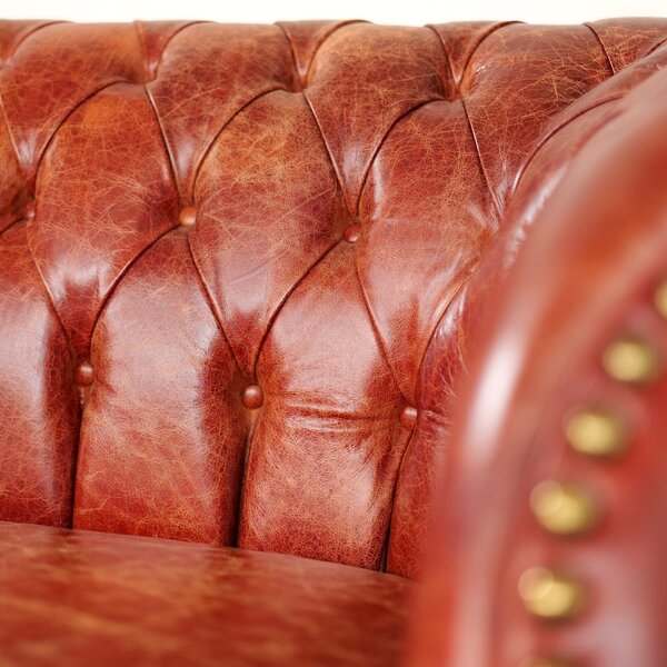 Divano Chesterfield Domus Pelle Primo Fiore Premium - Design Vintage