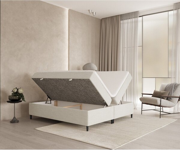 Letto boxspring crema con contenitore 160x200 cm Araya - Maison de Rêve