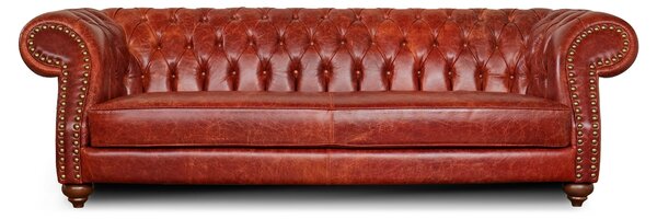 Divano Chesterfield Domus Pelle Primo Fiore Premium - Design Vintage