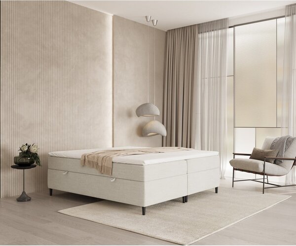 Letto boxspring crema con contenitore 160x200 cm Araya - Maison de Rêve