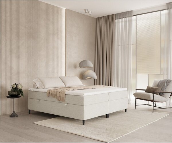 Letto boxspring crema con contenitore 160x200 cm Araya - Maison de Rêve