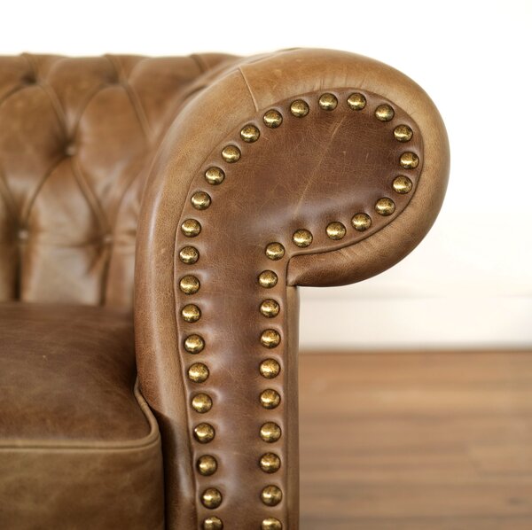 Divano Chesterfield Domus Pelle Primo Fiore Premium - Design Vintage