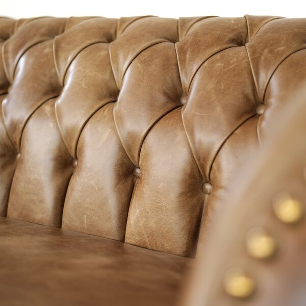 Divano Chesterfield Domus Pelle Primo Fiore Premium - Design Vintage