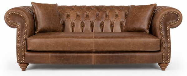 Divano Chesterfield Domus Pelle Primo Fiore Premium - Design Vintage