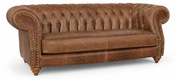 Divano Chesterfield Domus Pelle Primo Fiore Premium - Design Vintage