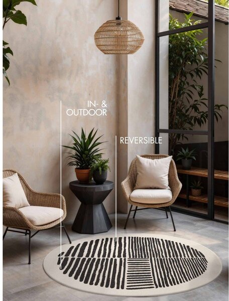 Tappeto da interno/esterno rotondo nero/color crema ø 160 cm Haringey Bounds – Ted Baker