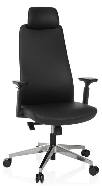 Sedia da ufficio con poggiatesta, in ecopelle, colore nero, portata massima 120 kg