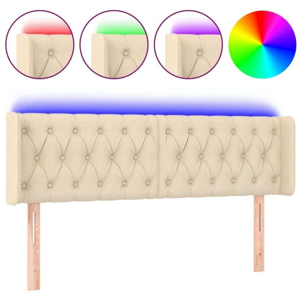 Testiera a LED Crema 147x16x78/88 cm in Tessuto