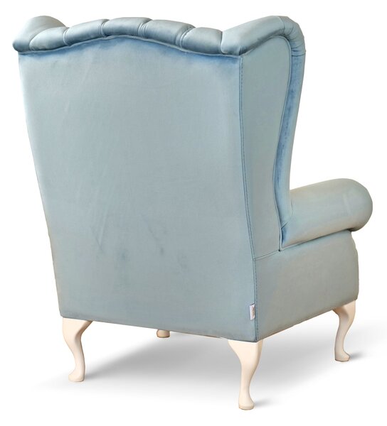 Poltrona Chesterfield Bergere Regina con Poggiapiedi Velluto Premium - Design Iconico