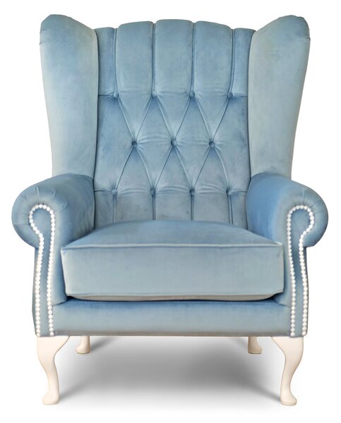 Poltrona Chesterfield Bergere Regina con Poggiapiedi Velluto Premium - Design Iconico