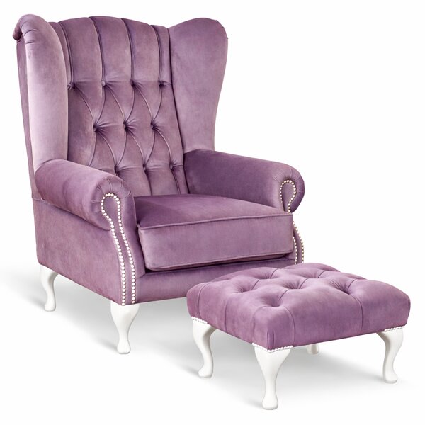 Poltrona Chesterfield Bergere Regina con Poggiapiedi Velluto Premium - Design Iconico