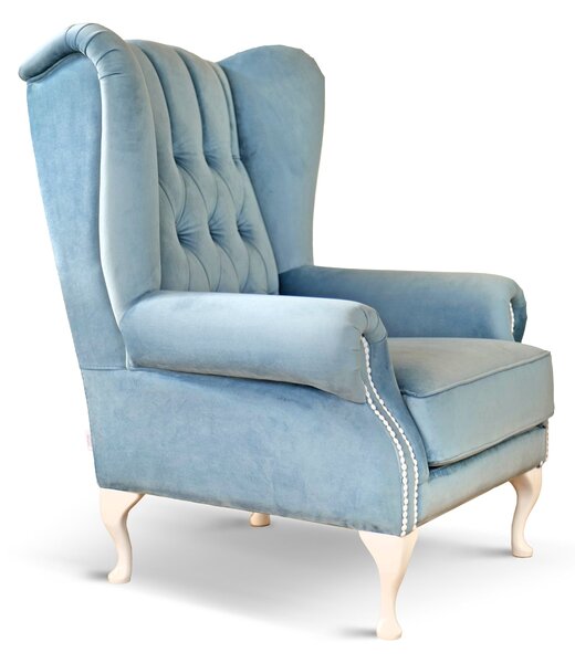 Poltrona Chesterfield Bergere Regina con Poggiapiedi Velluto Premium - Design Iconico