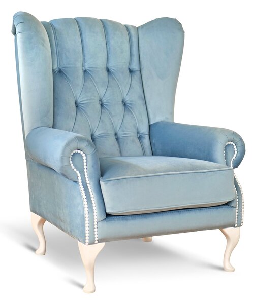 Poltrona Chesterfield Bergere Regina con Poggiapiedi Velluto Premium - Design Iconico