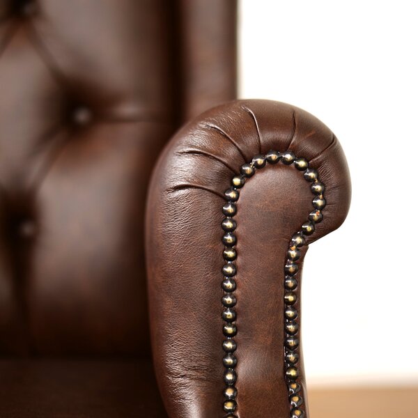 Poltrona Presidenziale Oxford Chesterfield Pelle Primo Fiore Premium - Base in Legno