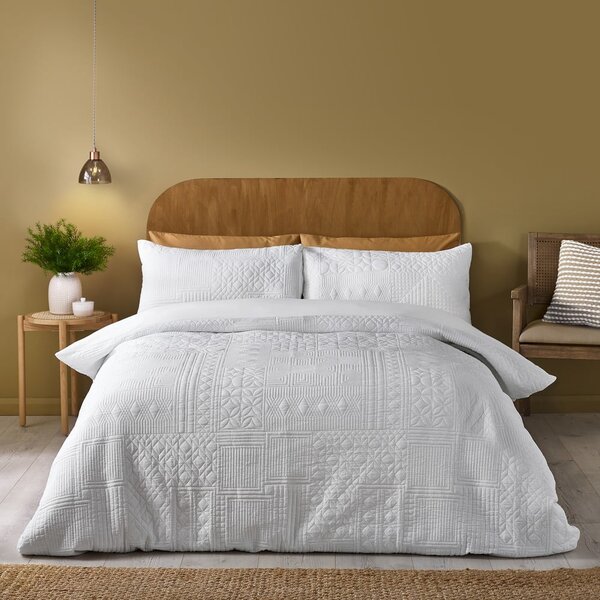 Set copripiumino e federa bianco per letto matrimoniale 200x200 cm Folkstone Geo – Catherine Lansfield
