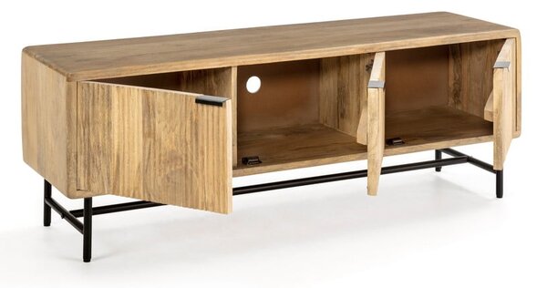 Mobile TV di colore naturale in mango massiccio 145x50x40 cm Mundra – MOME