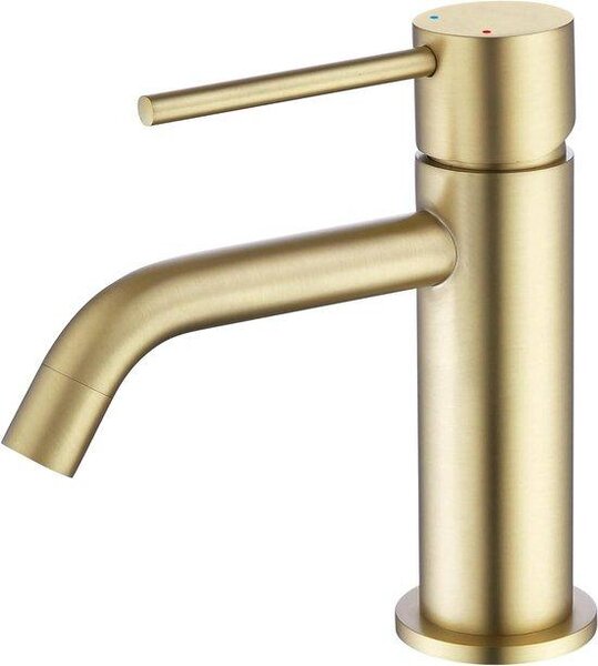 Miscelatore monocomando per lavabo in ottone dorato