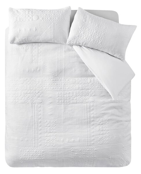 Set copripiumino e federa bianco per letto matrimoniale 200x200 cm Folkstone Geo – Catherine Lansfield
