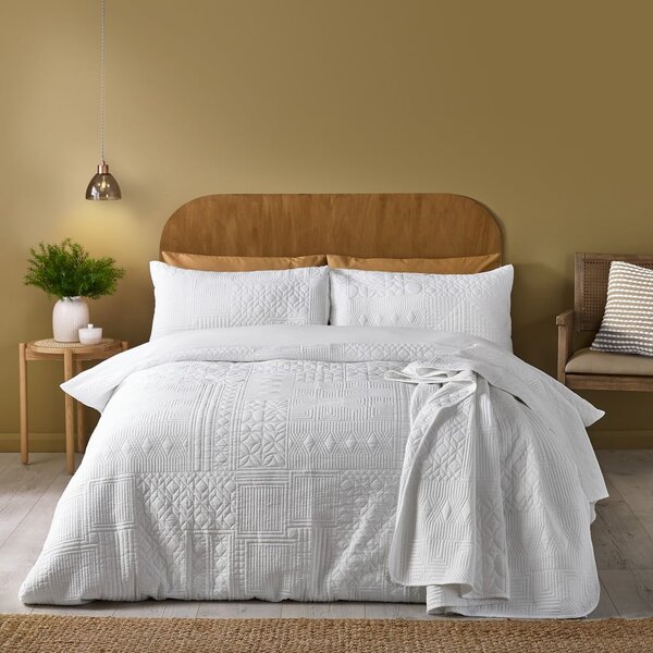 Set copripiumino e federa bianco per letto matrimoniale 200x200 cm Folkstone Geo – Catherine Lansfield