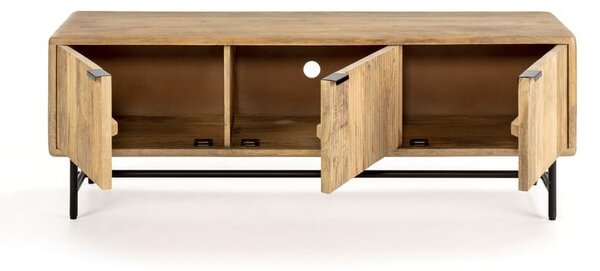 Mobile TV di colore naturale in mango massiccio 145x50x40 cm Mundra – MOME