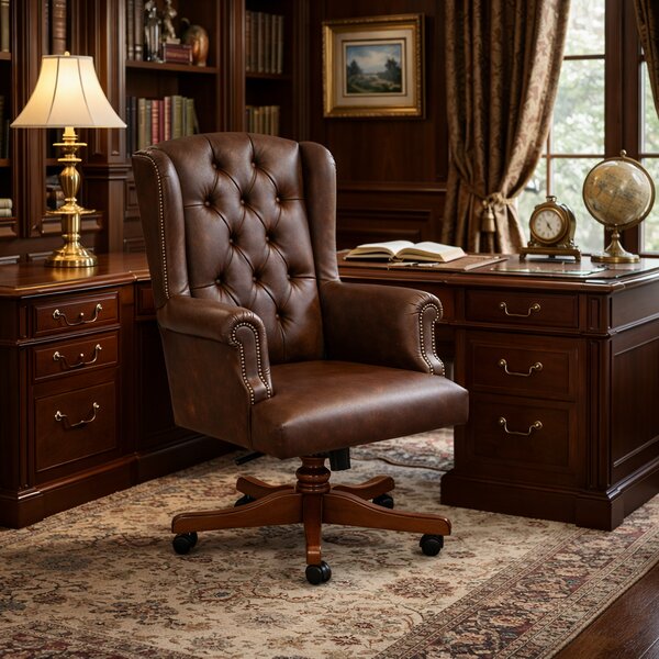 Poltrona Presidenziale Oxford Chesterfield Pelle Primo Fiore Premium - Base in Legno