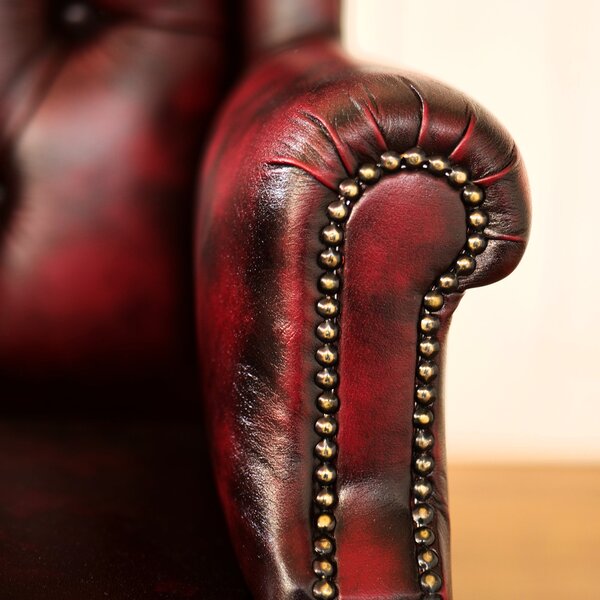 Poltrona Presidenziale Oxford Chesterfield Pelle Primo Fiore Premium - Base in Legno
