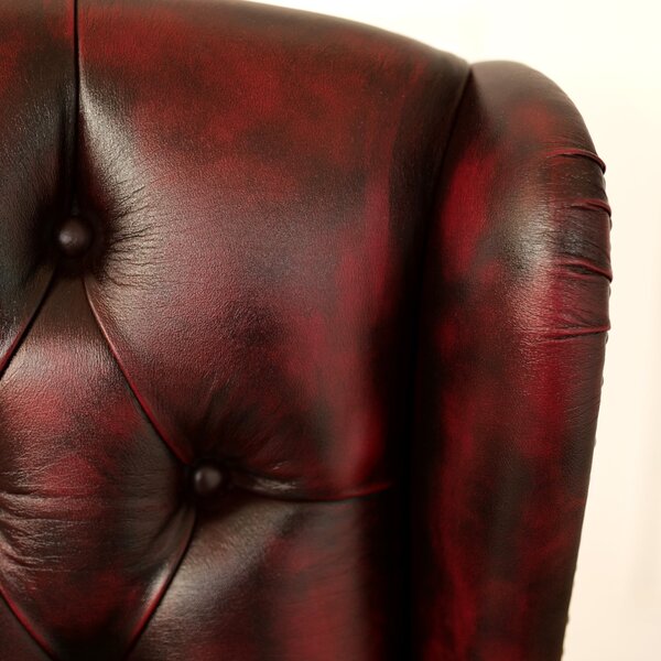 Poltrona Presidenziale Oxford Chesterfield Pelle Primo Fiore Premium - Base in Legno