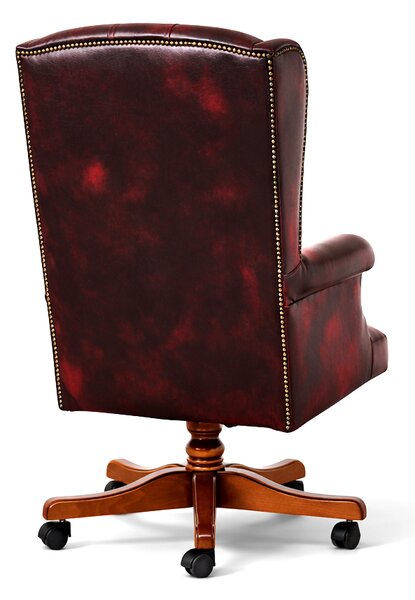 Poltrona Presidenziale Oxford Chesterfield Pelle Primo Fiore Premium - Base in Legno