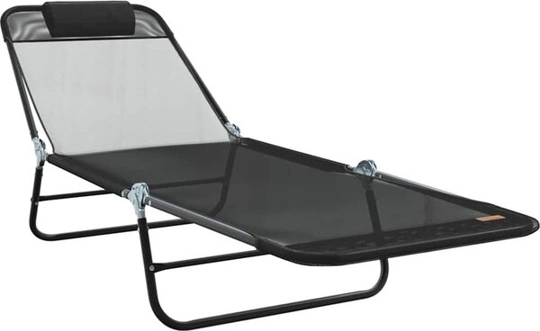 Lettino prendisole pieghevole Nero 182 x 55 x 85,5 cm Textilene