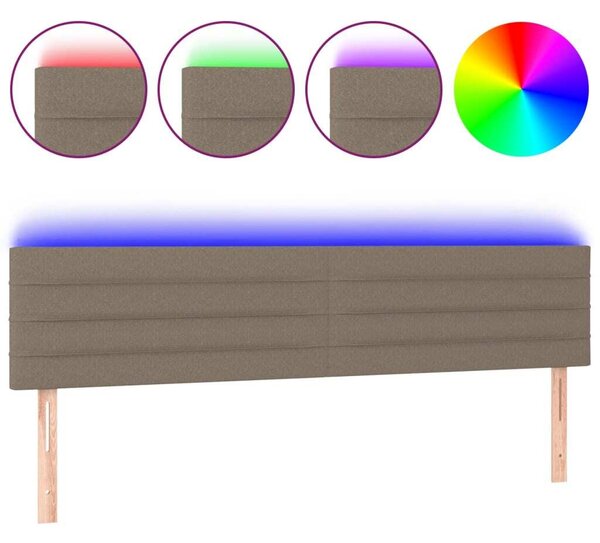 Testiera a LED Tortora 160x5x78/88 cm in Tessuto