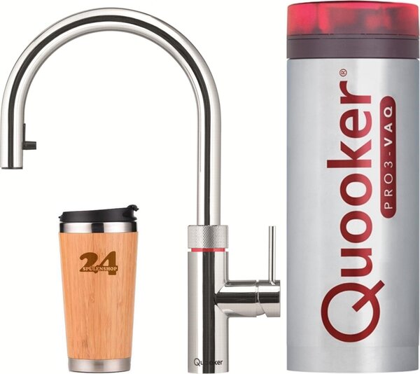 Rubinetto da cucina QUOOKER "QUOOKER Flex VAQ PRO3 rubinetto estraibile cromato e 100°C (3XCHR)" (2 pezzi) rubinetto per lavello con funzione acqua bollente a 100°C