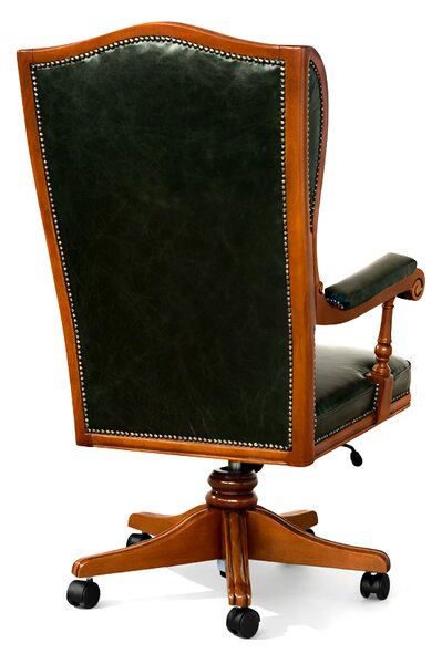 Poltrona Presidenziale Cambridge Chesterfield Pelle Primo Fiore Premium - Legno Massello Scolpito
