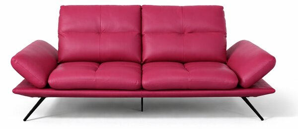 Divano Nexus Pelle Primo Fiore Magenta 207 cm - Schienali Mobili, Braccioli Ripiegabili