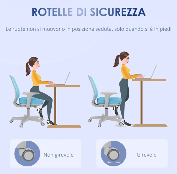 Vinsetto Sedia Ufficio Ergonomica Reclinabile Alta Regolazione Altezza con 5 Ruote per Comfort Ottimale in Azzurro per Ufficio e Casa|Aosom