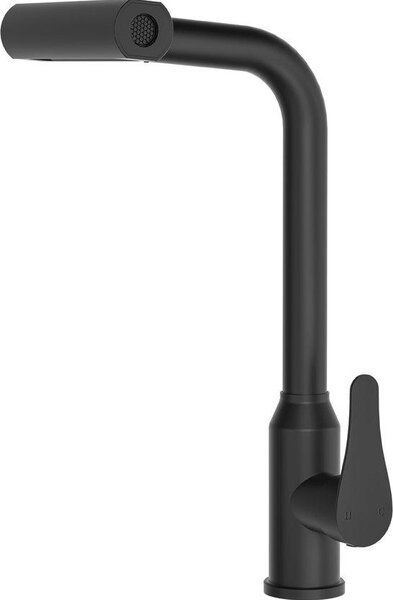 Rubinetto da cucina in acciaio inossidabile nero, orientabile a 360°, 4 tipi di getto