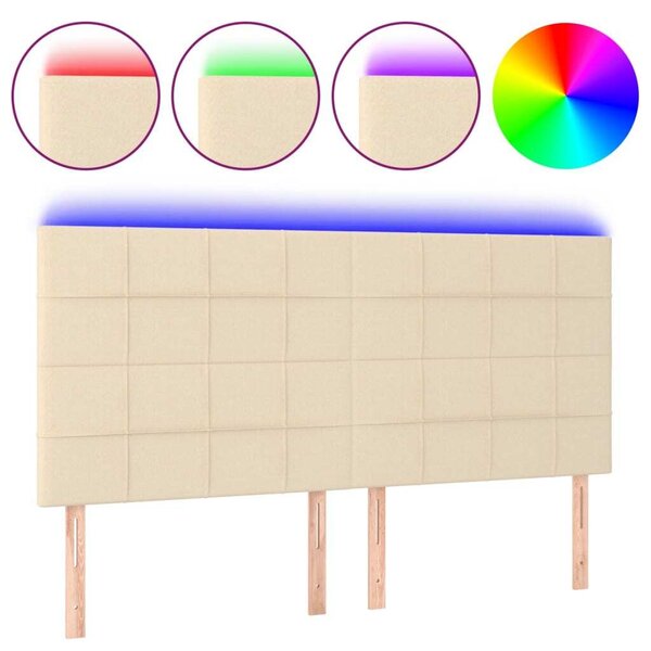 Testiera a LED crema 200x5x118/128cm in Tessuto