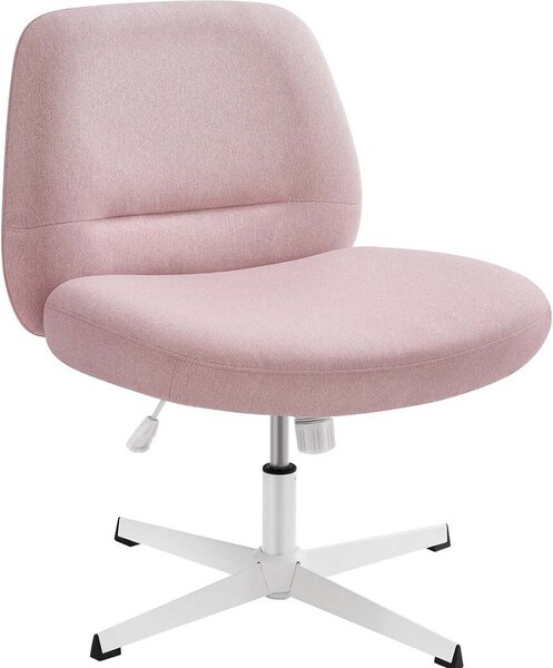 Sedia da ufficio Rootz Pink - Seduta ampia - Base a croce - Acciaio e misto cotone-lino - Altezza regolabile - 72 cm x 72 cm x 75-83 cm