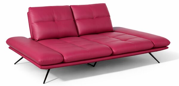 Divano Nexus Pelle Primo Fiore Magenta 207 cm - Schienali Mobili, Braccioli Ripiegabili