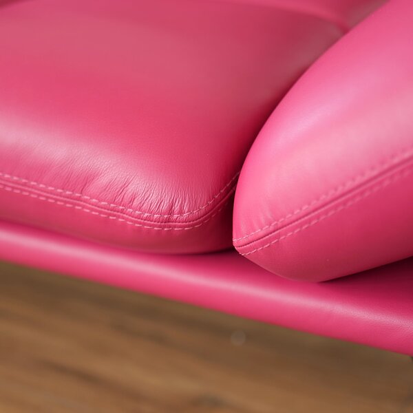 Divano Nexus Pelle Primo Fiore Magenta 207 cm - Schienali Mobili, Braccioli Ripiegabili