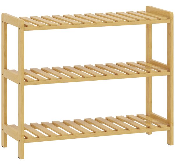 HOMCOM Scarpiera in Bambù a 3 Livelli per 9 Paia 70x26x57,5 cm Legno Naturale | Aosom Italy