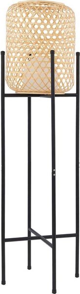 Lucande Lampada da terra ricaricabile a LED Adebi, nero, bambù, Ø32,5 cm