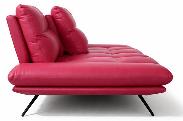 Divano Nexus Pelle Primo Fiore Magenta 207 cm - Schienali Mobili, Braccioli Ripiegabili