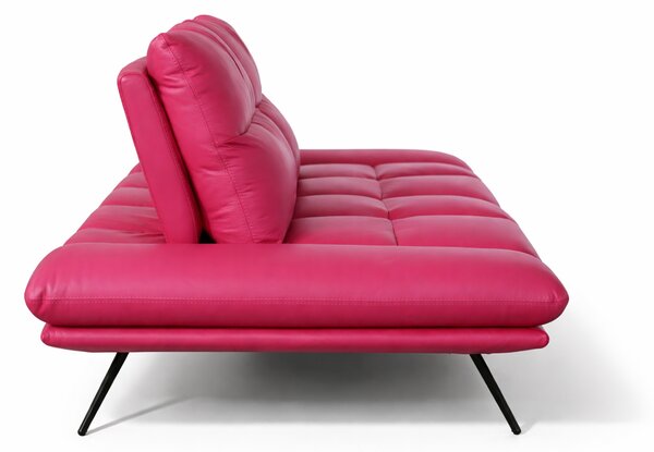 Divano Nexus Pelle Primo Fiore Magenta 207 cm - Schienali Mobili, Braccioli Ripiegabili