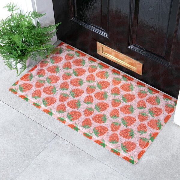 Zerbino in plastica riciclata 40x70 cm Pink Strawberry – Artsy Doormats