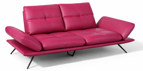 Divano Nexus Pelle Primo Fiore Magenta 207 cm - Schienali Mobili, Braccioli Ripiegabili