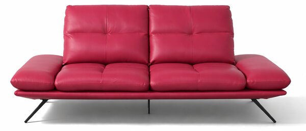 Divano Nexus Pelle Primo Fiore Magenta 207 cm - Schienali Mobili, Braccioli Ripiegabili