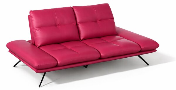 Divano Nexus Pelle Primo Fiore Magenta 207 cm - Schienali Mobili, Braccioli Ripiegabili