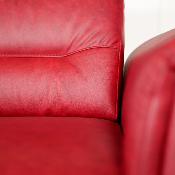 Poltrona Costanza Pelle Fiore Old Rosso Tocai - Relax Elettrico 2 Motori - Girevole con Batteria